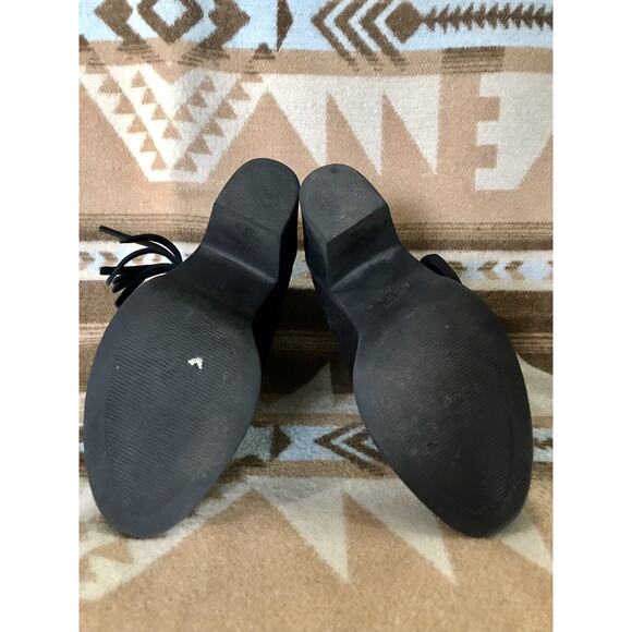 H&M Divided Women's Black Faux Suede Fringe Side Zip Heeled Ankle Boots Size 6 - Picture 11 of 11